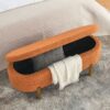 Stylish Ottoman Oval Storage Bench With Rubber Wood Legs - Orange - Image 4