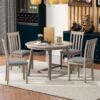 5 Piece Dining Table Set Round Extendable With Chairs - Natural Wood Wash - Image 6