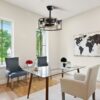 20" Industrial Caged Ceiling Fan With 7 - ABS Blades Remote Control, Small Ceiling Fan Reversible DC Motor - Black - Image 4