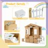 Wooden Playhouse For Kids Outdoor With Working Door, Windows, Mailbox, Bench, Flowers Pot Holder - Natural - Image 6
