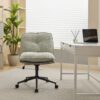 Oversize Seat Cirss Cross Chair With Wheels, Elegant Design Computer Chair, Adjustable Height 360 Degree Rolling Swivel Home Office Chair For Small Space, Dressing Room, Living Room - Gray - Image 19