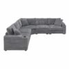 Convertible L Shaped Sectional Corner Couch With Armrest Storage Cup Holders USB Charger, Irregular Corner Oversized Comfy Modular Sofa - Gray - Image 5