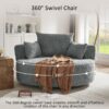 360° Swivel Chair Accent Barrel Chair Swivel Round Sofa Chair With 3 Removable Pillows For Living Room, Office And Hotel - Gray - Image 5