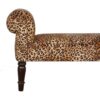 Leopard Print Velvet Bench - Walnut - Image 3