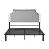 Queen Bed Frame Traditional Upholstered Metal - Gray - Image 2