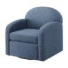 Eddie - Modern Swivel Chair With 360 Degree Functionality In Hemp Like Fabric - Blue - Image 9