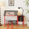 Drafting Table With Stool - Red - Image 10