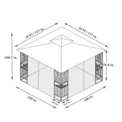 10 X 10 Ft Patio Gazebo Tent With Ventilated Double Roof And Mosquito Net - Brown