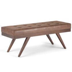 Pierce - Mid Century Ottoman Bench - Distressed Umber Brown