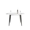 53.15" Modern Man-Made Stone Round Metal Dining Table-Position For 6 People - White / Black - Image 3
