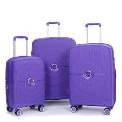 Expandable Hardshell Suitcase Double Spinner Wheels Pp Luggage Sets Lightweight Durable Suitcase & Tsa Lock, 3 Piece Set (20/24/28) - Purple