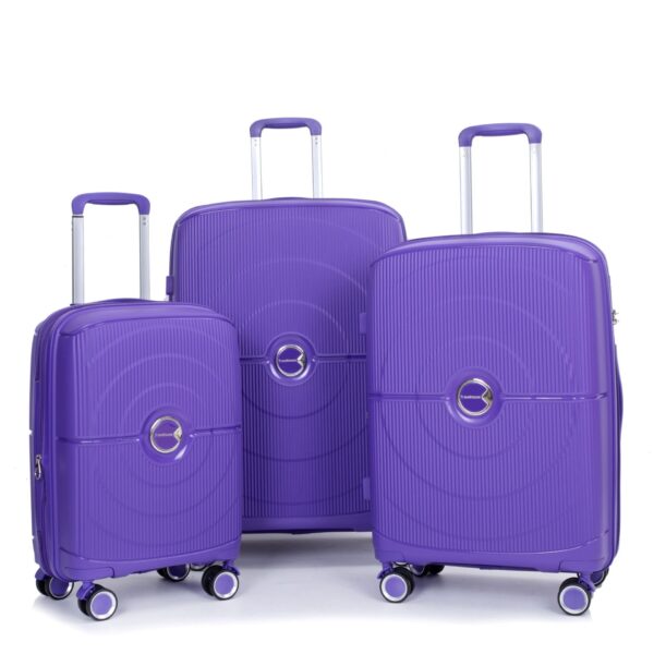 Expandable Hardshell Suitcase Double Spinner Wheels Pp Luggage Sets Lightweight Durable Suitcase & Tsa Lock, 3 Piece Set (20/24/28) - Purple
