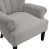 Modern Accent Living Room Chairs, Polyester Armchair Club Chair With Channel Back, Accent Chair For Living Room Reading Room, Soft Fabric, Wooden Leg - Light Gray - Image 8