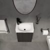 Modern 16" Bathroom Vanity Sink Combo With Ceramic Sink And Cabinet For Small Spaces - Black - Image 5