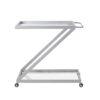 Modern Z Shaped Bar Cart With Tempered Glass Shelves - Silver - Image 3