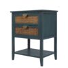 2 Drawer Side Table - Natural Rattan - End Table - Suitable For Bedroom, Living Room, Or Study - Green - Image 9