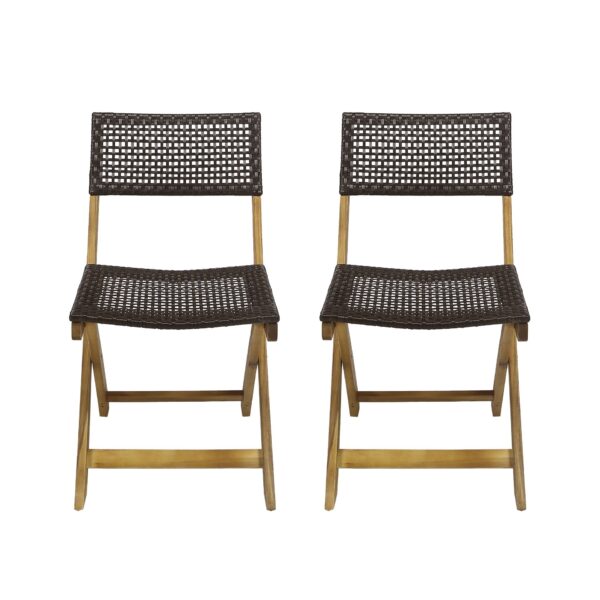 Evergreen - Outdoor Wooden Bistro Chair With Wicker Back - Brown