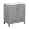 Bathroom Vanity With Single Sink, Combo Cabinet Undermount Sink, Bathroom Storage Cabinet With Two Doors And A Drawer, Soft Closing, Multifunctional Storage, Solid Wood Frame - Gray - Image 13