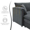 Chenille Modular Sectional Sofa, U Shaped Cloud Couch Set With Double Cushions, 6 Seat Sleeper Sofa Bed With Ottomans, Oversized Indoor Furniture - Dark Gray - Image 12
