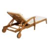 Versatile Chaise Lounge With Wheels Acacia Wood Recliner For Patio - Cream - Image 12
