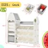 Kids Bookshelf Toy Storage Organizer With 17 Bins And 5 Bookshelves, Multi-Functional Nursery Organizer Kids Furniture Set Toy Storage Cabinet Unit With HDPE SheLF And Bins - Gray - Image 16