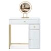 Makeup Vanity Desk With Lighted Mirror, Luxury Dressing Table With 2 Drawers And 1 Cabinet, 3 Lighting Modes Available For Bedroom - White / Gold - Image 12
