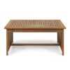 Acacia Wood Outdoor Coffee Table, Rectangular Patio Coffee Table For Outside - Brown Patina - Image 5