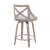 Charlotte - Farmhouse Fixed Height Counter Stool & Swivel With Round Footrest (Set of 2) - Light Gray / Cream - Image 4