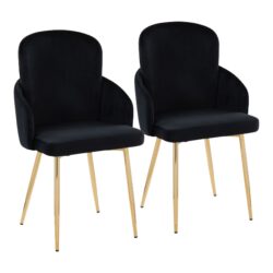 Dahlia - Contemporary Dining Chair (Set of 2) - Gold / Black / Gold