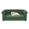 Contemporary Pet Sofa With Arc Shaped Backrest And Armrests Breathable Linen Soft Cushion - Green - Image 8