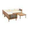 Premium Outdoor Sofa Set With Waterproof Cushions Sectional Seating Group With Acacia Wood And Wicker - Brown Mix / Beige - Image 6