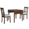 3 Piece Kitchen Dining Set With Drop Leaf Dining Table And 2 Dining Upholstered Chairs, Dining Room Set For Small Places - Brown - Image 13