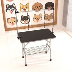 Large Grooming Table For Pet Dog And Cat With Adjustable Arm And Clamps Large Heavy Duty Animal Grooming Table - Black