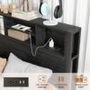 Twin Size Metal Platform Bed Frame With Storage Headboard And Charging Station - Black - Image 7