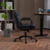 Office Chair, Mid Back Home Office Desk Task Chair With Wheels And Arms Ergonomic Computer Rolling Swivel Chair With Padded Armrest - Black - Image 14