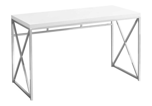 Computer Desk For Home Office, Laptop, Glossy Contemporary & Modern - White