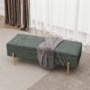 Upholstered Storage Bench Rectangular Ottoman Entryway Bench Storage Chest With Padded Seat Bed End Stool For Hallway Living Room Bedroom - Green - Image 3