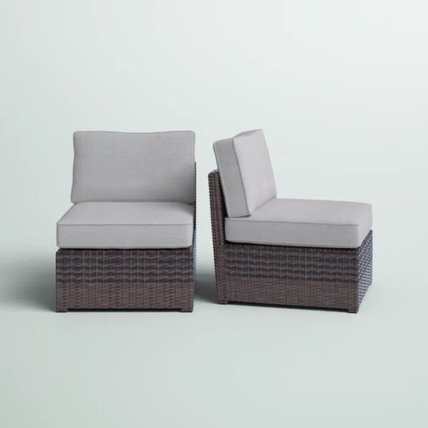 Armless - Patio Chair With Cushions (Set of 2) - Brown