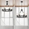 6 Light (No Bulbs) Wagon Wheel Chandelier Farmhouse Modern Small Round Chandelier For Living Room Kitchen Island Foyer Hallway Entryway Bedroom Dining Room Light Fixture Ceiling Hanging - Matte Black - Image 7