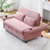 Contemporary Letter Striped Fabric Multi Functional Sofa Bed With Adjustable Armrests And Backrests - Pink - Image 11