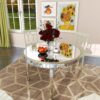 Round Glass Dining Table With Mirror Top - Silver - Image 4