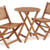 3 Piece Acacia Bistro Set, Folding Patio Furniture For Garden Backyard Balcony Porch With 1 Coffee Table And 2 Foldable Chairs - Light Brown - Image 10
