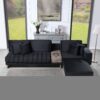 Memphis - Velvet Reversible Sectional Sofa Ottoman With Storage Compartment, Drawer, USB ports, Charging Outlets - Image 6
