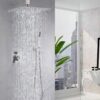 Luxury 12" Ceiling Mount Rainfall Shower System With Brass And Stainless Steel - Brushed Nickel - Image 5