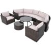 9 Pieces Outdoor Half-Moon Patio Sofa Set, Round Sofa Set, Modern Style Sofa - Brown / Beige - Image 12