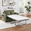 Twin Size Sofa Bed Sleeper Sofa Loveseat With Foldable Mattress, Side Table, USB Ports - Green - Image 3