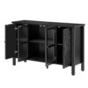 Retro TV Stand For TVs Up To 43", Entertainment Center Media Console Cabinet With 3 Spacious Cabinets, Glass Cabinet Doors And Anti-Tip Device For Living Room - Black - Image 11