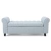 Contemporary Storage Ottoman With Rolled Arms And Button Tufting - Wheat - Image 2