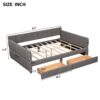 Queen Size Upholstered Platform Bed With USB And 2 Drawers, Lambswool Material - Gray - Image 3
