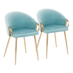 Claire - Contemporary / Glam Chair (Set of 2) - Gold / Light Blue